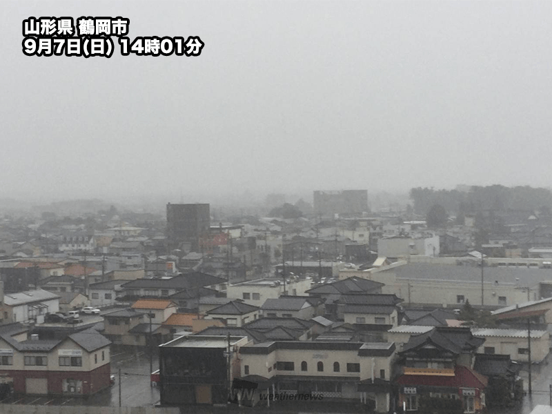 山形県や新潟県で雨が強まる 明日8日(月)の朝にかけて大雨警戒