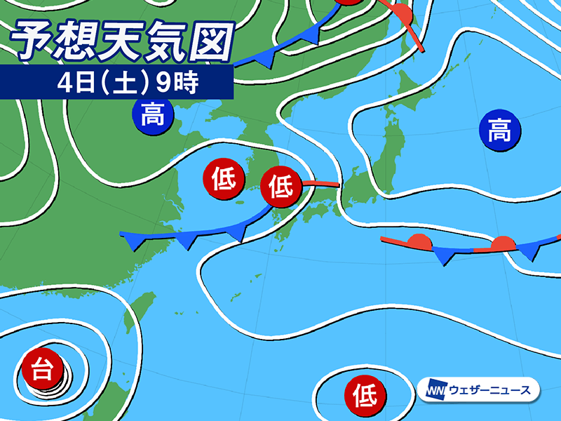 明日10月4日(土)の天気予報 西日本は強雨や雷雨のおそれ 北海道