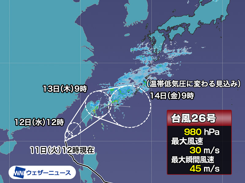 週間天気予報 北日本は寒気による雪 沖縄は台風の影響に注意