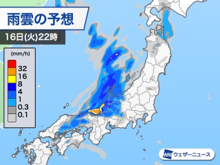 明日17日(水)にかけて上空を寒気が通過 東日本や北日本は激しい雷雨の