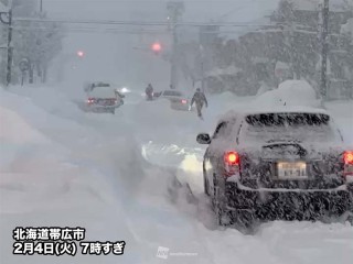 北海道・道東で記録的大雪 帯広は一晩で急増し53年ぶりに積雪120cm