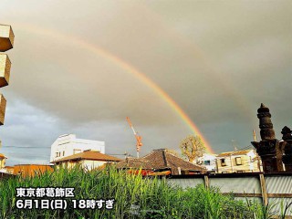 東京では夕立のち二重の虹 雨上がりのアーチ - ウェザーニュース