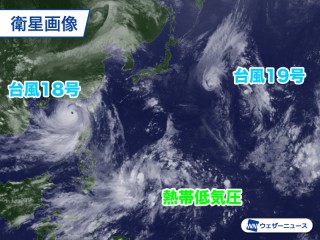 沖縄は大型で猛烈な台風18号の影響続く 台風19号は直接の影響なし