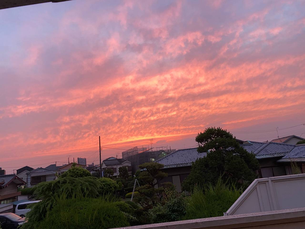 ピンクの夕日 木製フレーム付き ピンクの夕日 木製フレーム付き