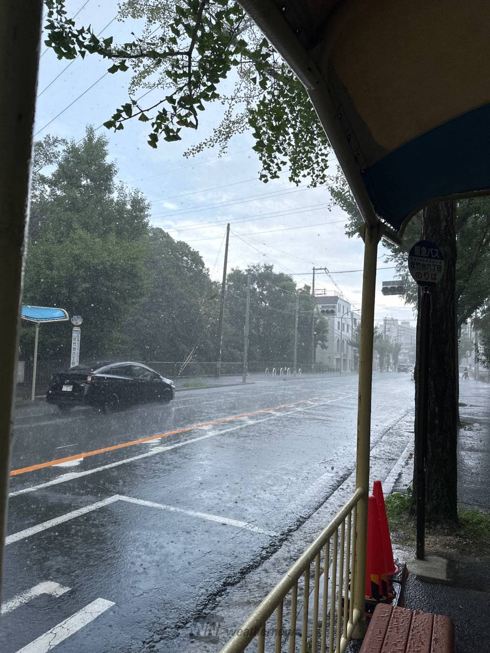 空は明るいけど雨足...