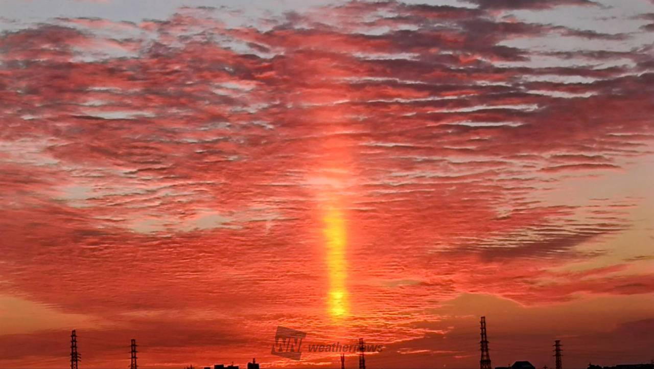 関東などで太陽柱（サンピラー） 注目の空の写真 ウェザーニュース