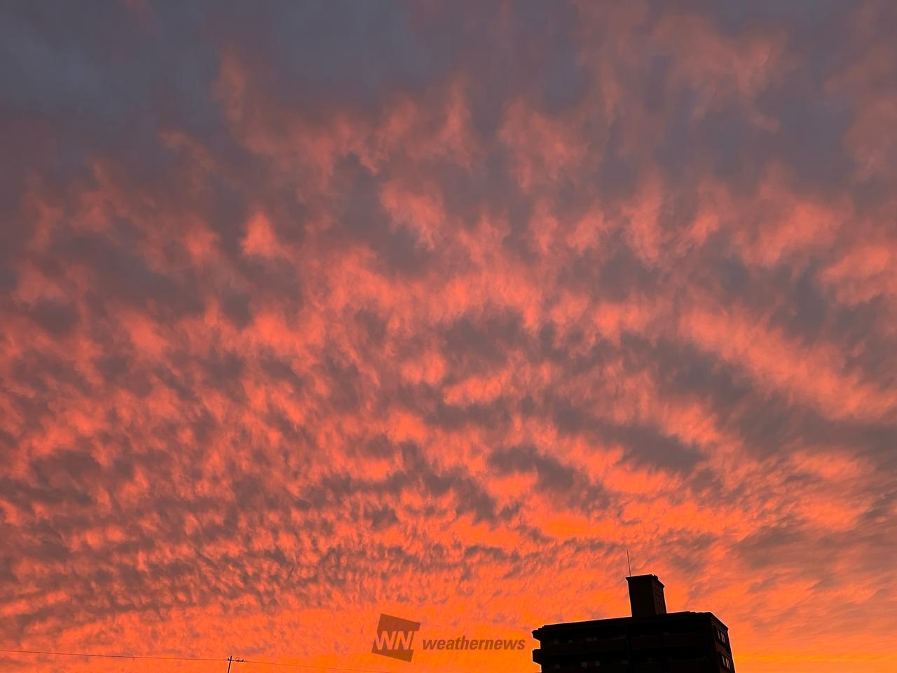 燃えるような夕空 注目の空の写真 ウェザーニュース