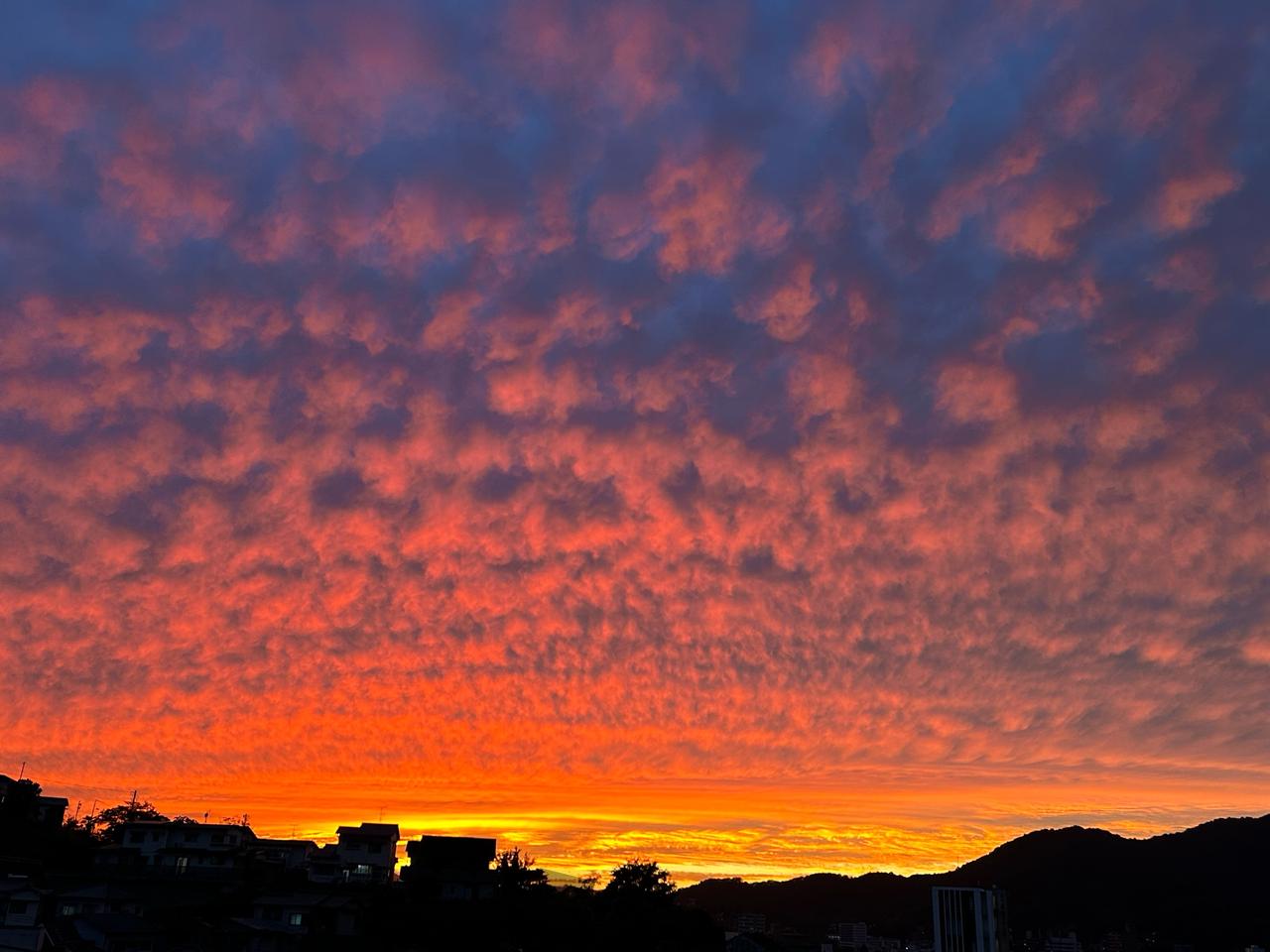 燃えるような夕空 注目の空の写真 ウェザーニュース