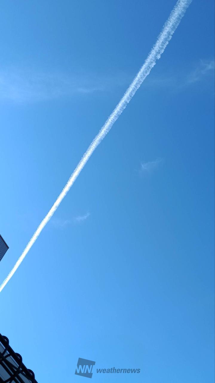 ビューンと飛行機雲 注目の空の写真 ウェザーニュース
