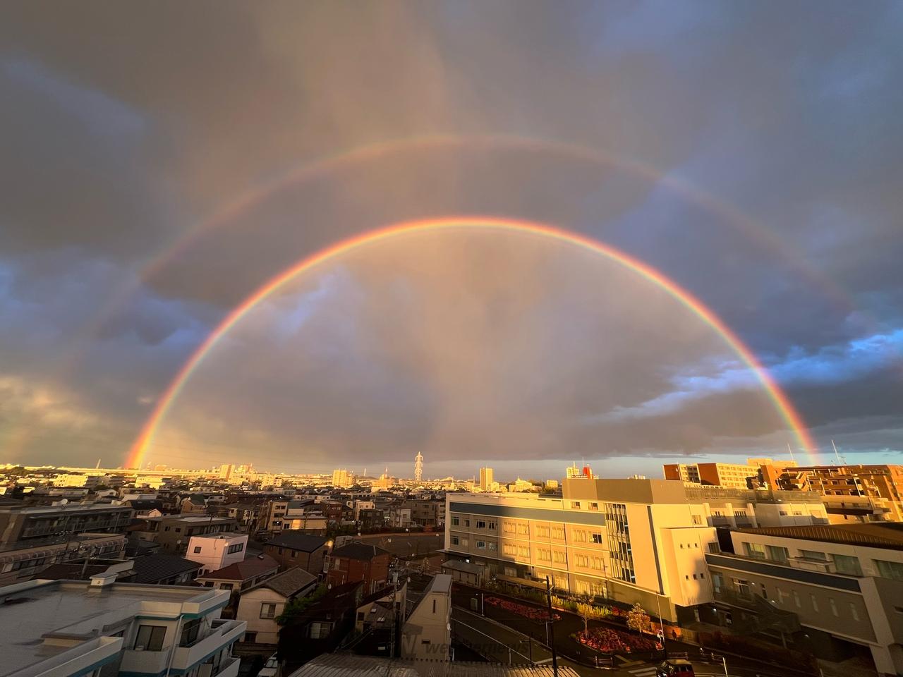 雨のちダブルレインボー🌈 注目の空の写真 ウェザーニュース