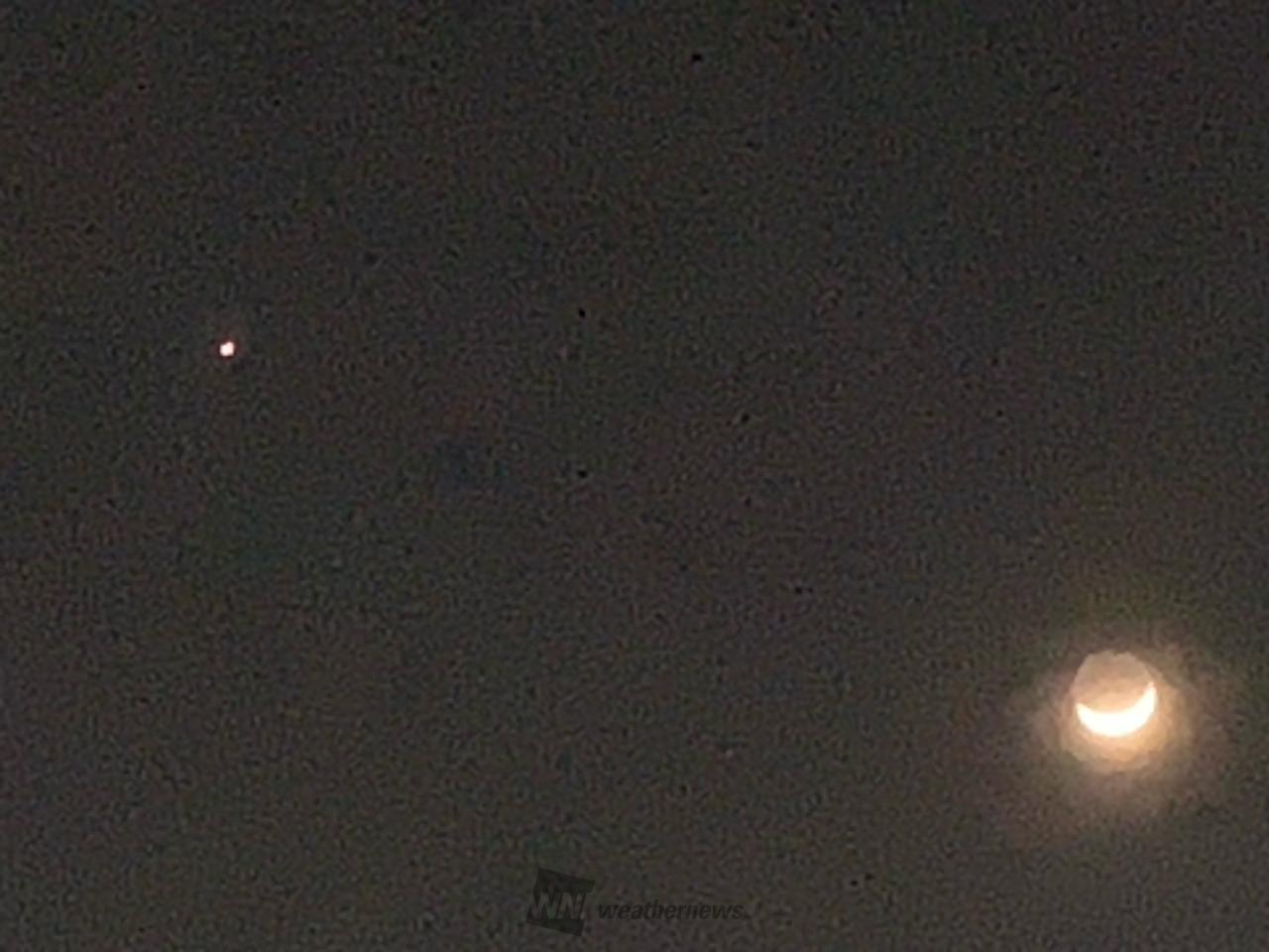 三日月と木星のランデブー 注目の空の写真 ウェザーニュース