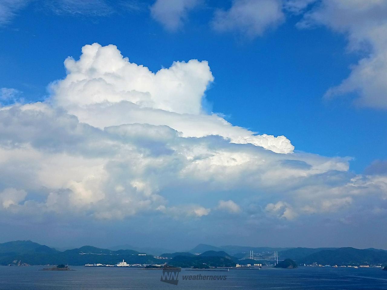 夏のような雲 雨柱も 注目の空の写真 ウェザーニュース
