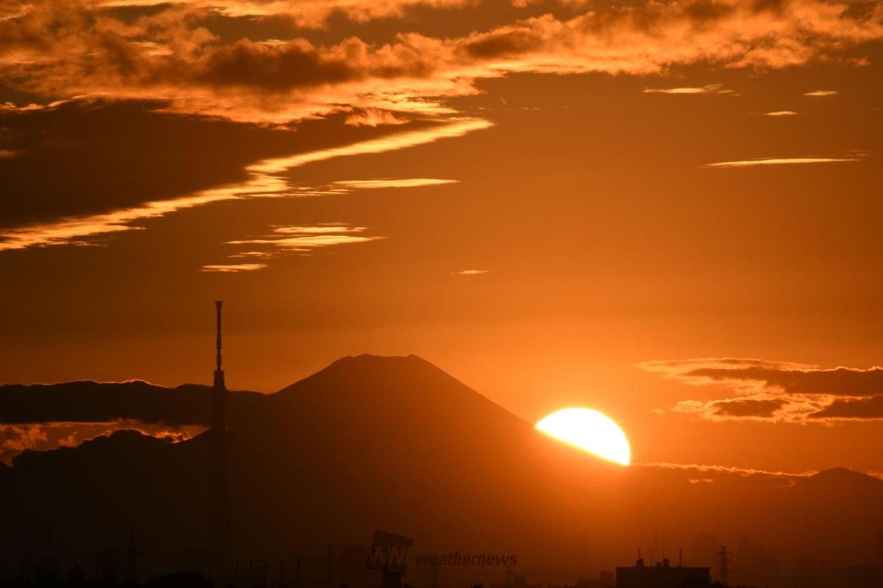 今日の富士山 ダイヤモンド富士も♦️ 注目の空の写真 ウェザーニュース