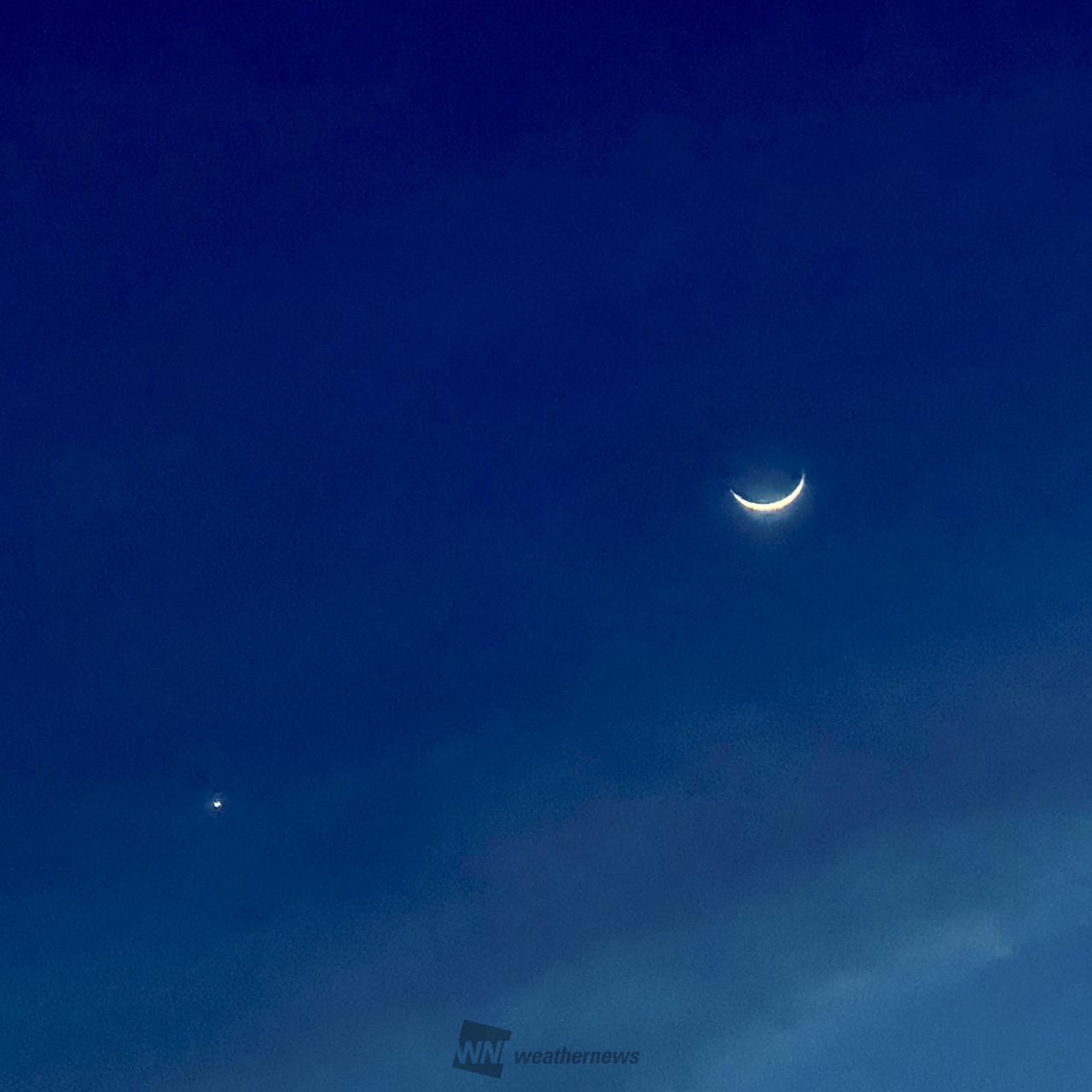 空と月ページ 細い月と「宵の明星」金星が接近 注目の空の写真 ウェザーニュース