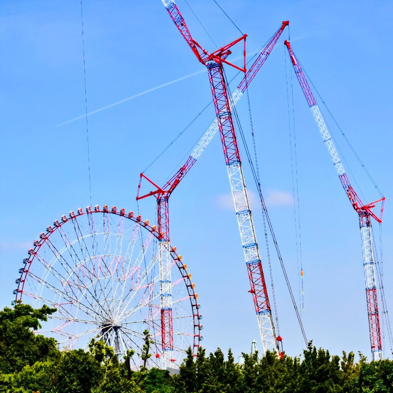 青空ひこーき雲🎡🏗️快晴☀ですが西か | 東京都江戸川区 | ぎた～ふぐ