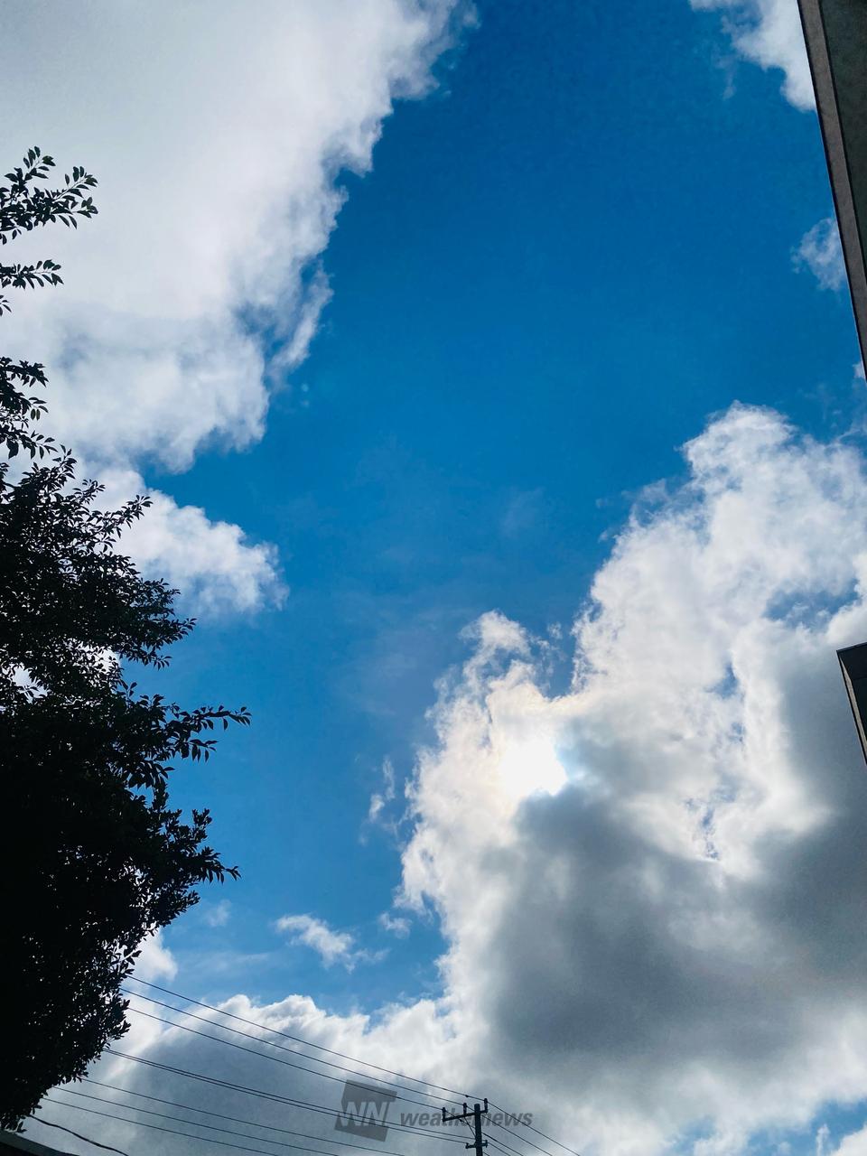 白い大きな雲の隙間から太陽が☀️冷たい風 | 千葉県八千代市 | fumi
