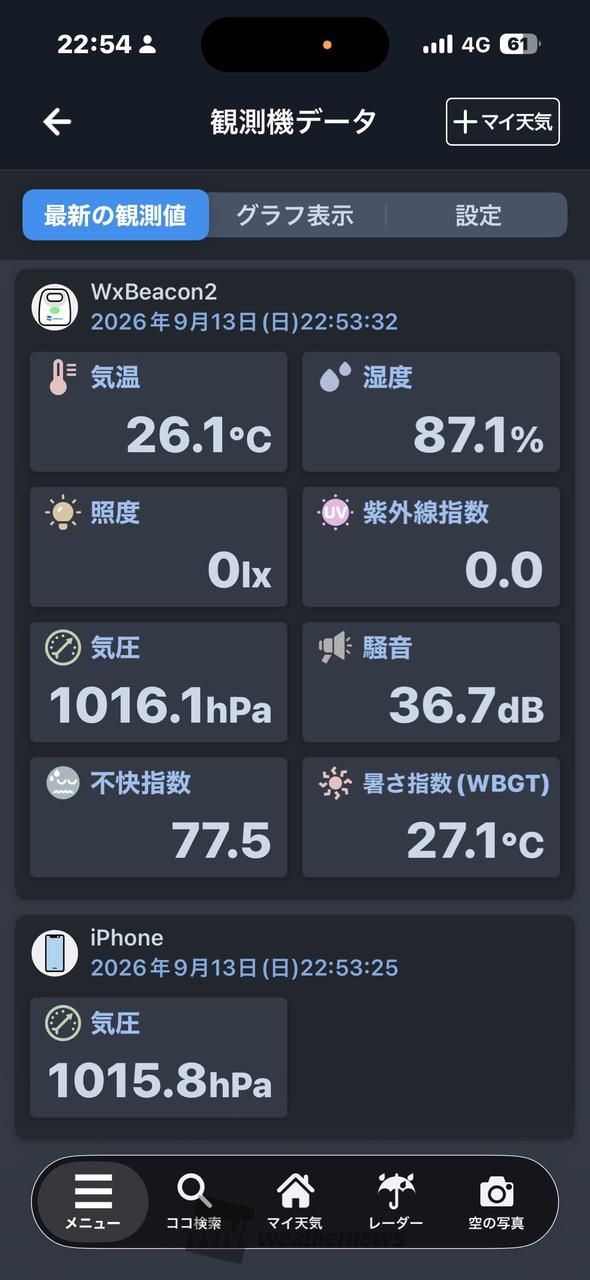 23時前のベランダ...