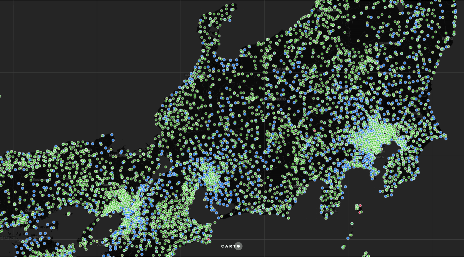 An observation network of 13,000 locations in Japan