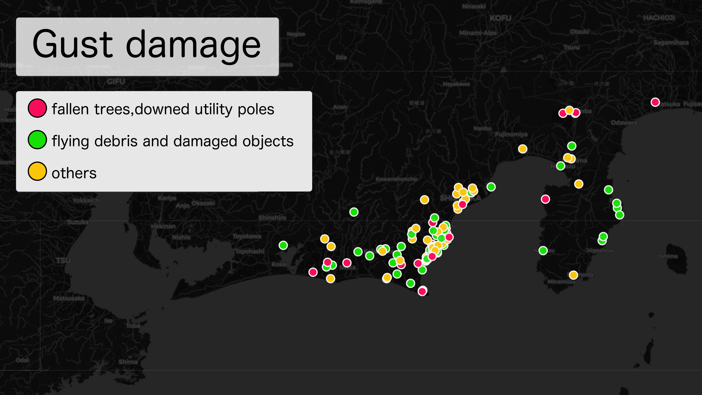 Figure3:Weather reports submitted by users of the Weathernews app