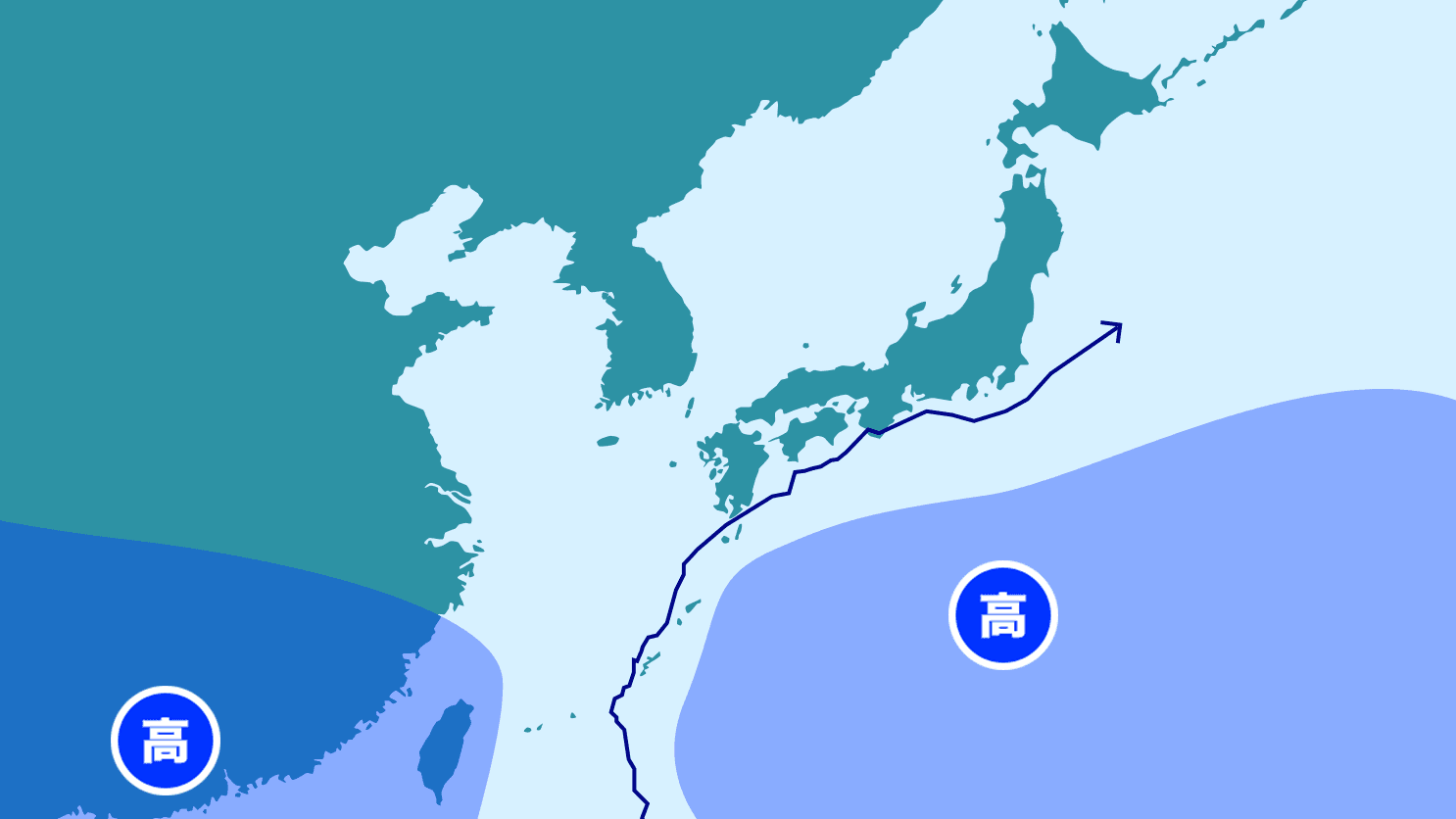 台風進路図と気圧配置