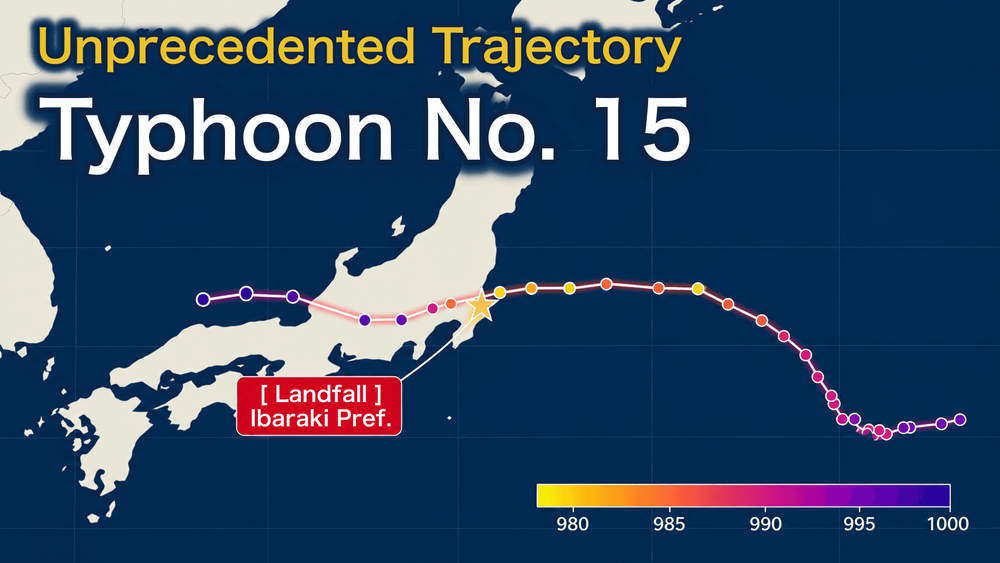Unprecedented Trajectory: Typhoon No. 15 Makes Historic Ibaraki Landfall and Crosses Japan Westward
