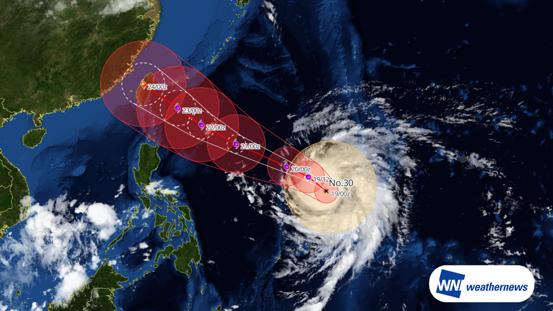 【台風30号 CHAMPI】猛烈な勢力へ発達 台湾付近へ接近の見込み