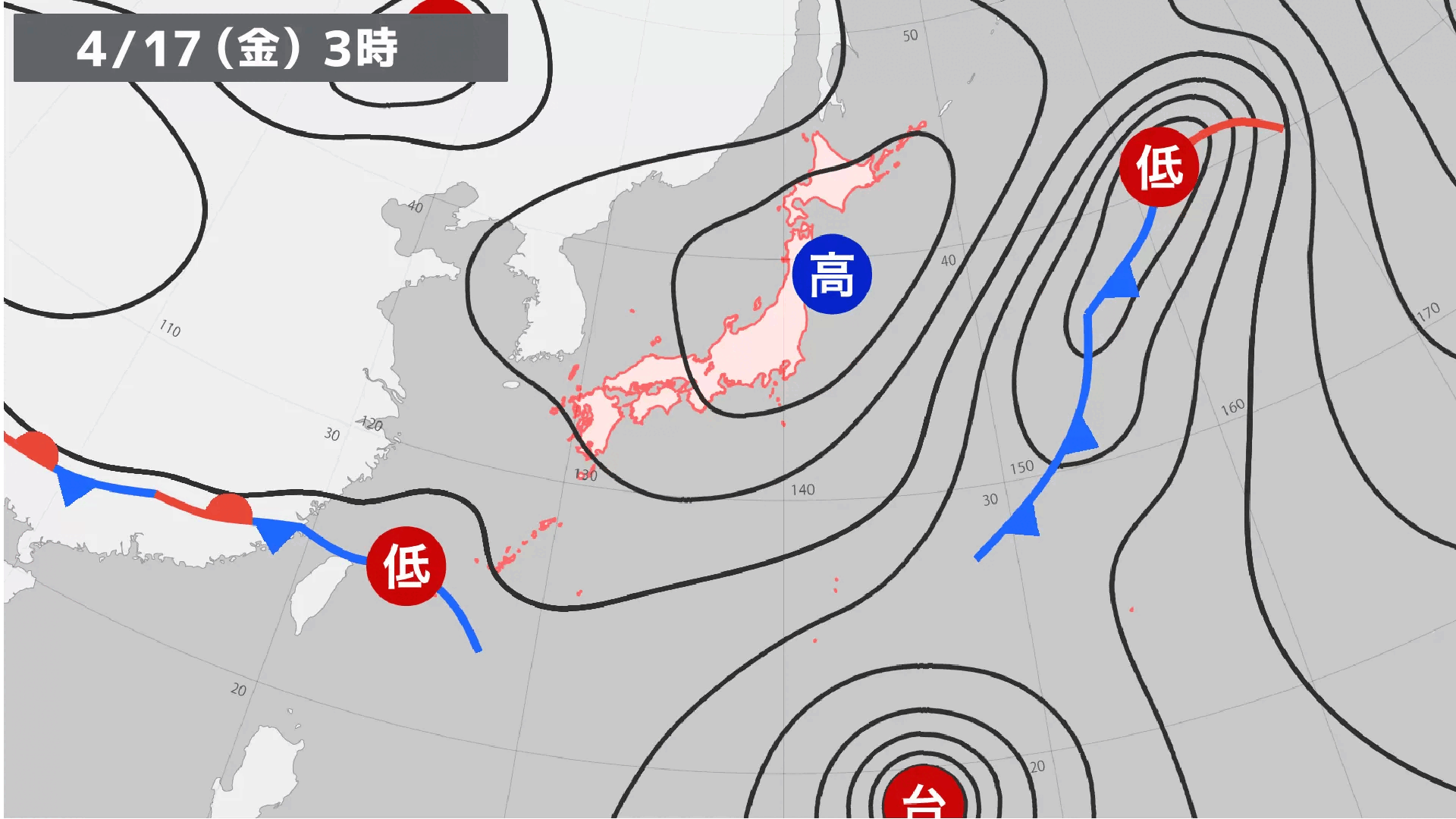 4月17日の実況天気図