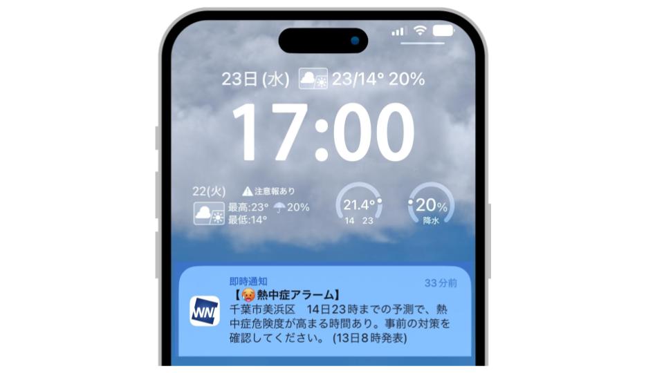 熱中症リスクの見落としを防ぐプッシュ通知
