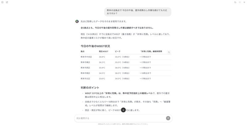 AIエージェント機能概要——自然言語で気象データを引き出す