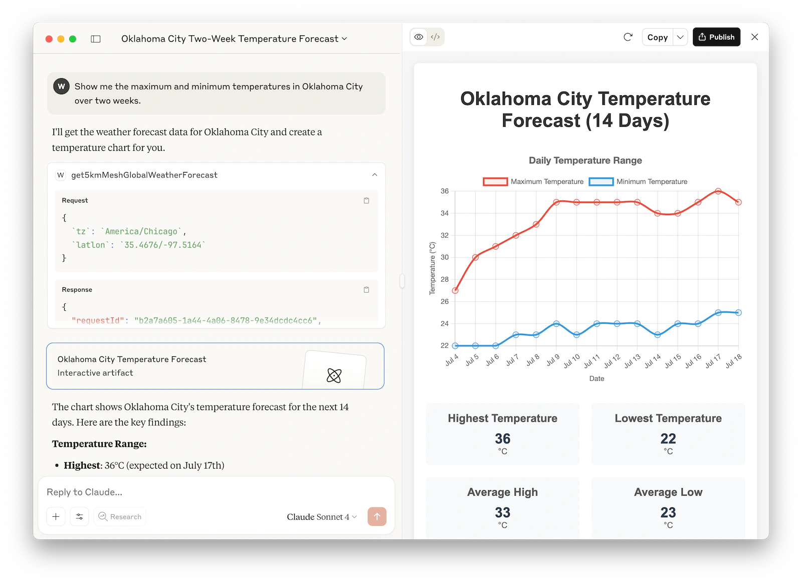 WxTech Data API for AI Agents Demo Screen