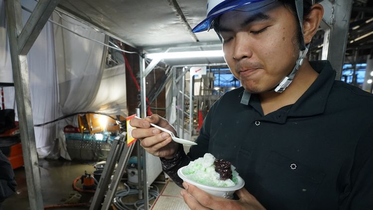 清水建設が気象センサーで現場の熱中症リスクを色分け、かき氷はいつ食べてもよし