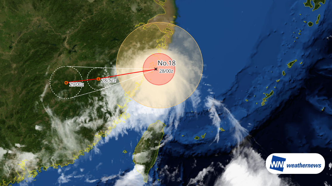 【台風18号 SAUDEL】中国浙江省に上陸見込み、上海2空港への影響に注意