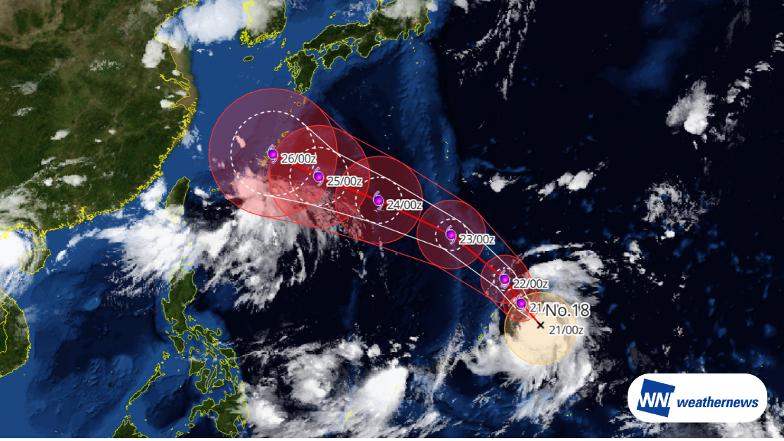 【台風18号 SAUDEL】北西に進みながら急速に発達　26日に沖縄・奄美へ接近へ